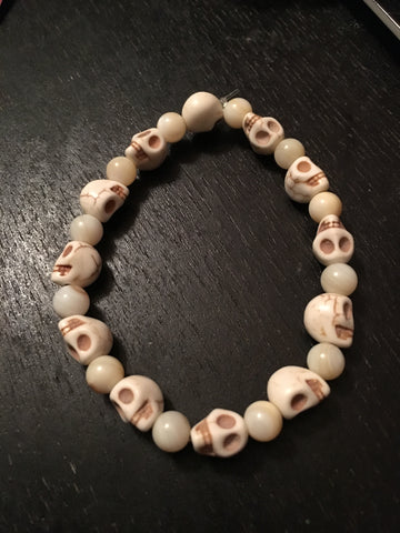 Skull and bone bead bracelet