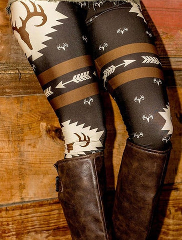 Fall Leggings with Deer print pattern , fashion , printing, autumn , winter , woman , christmas , back to school , top fashion