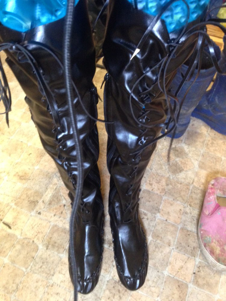 Fairy Boots - Gypsy - Renaissance - Knee High - Flat - Leather - Laced