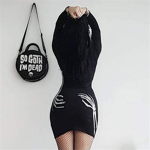 Long Sleeve Hand Bone Skeleton Dresses - So Goth I'm Dead
