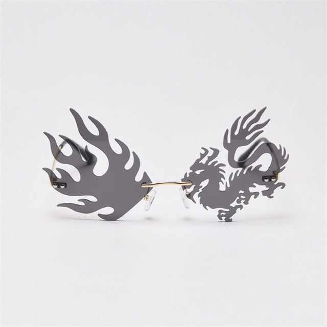 Fashion Rimless Dragon Phoenix Sunglasses Brand design- Unique Frameless Sun Glasses Cool Shades UV400