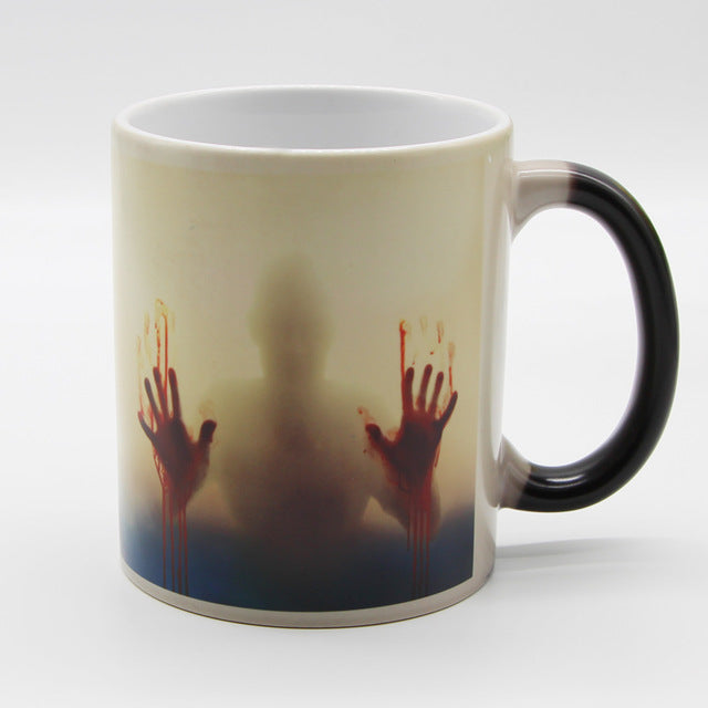 The Walking Dead Zombie Color Changing Coffee Mug  Heat sensitive - FREE SHIPPING ! Magic Tea cup mugs Christmas Gift- Halloween - Black Ceramic