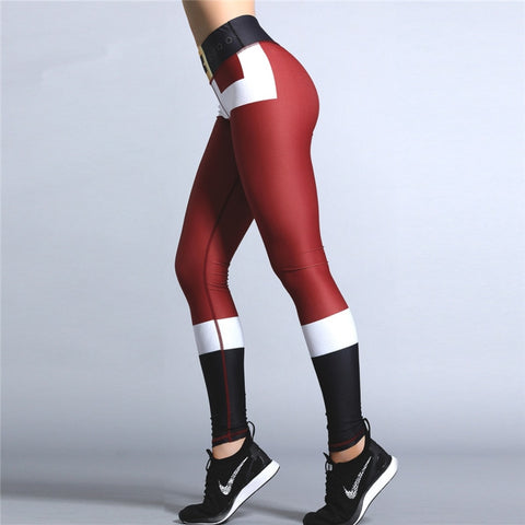 Santa Leggings - Christmas Women's High Waist Leggings Christmas Printing Sports Pants Yoga Legging