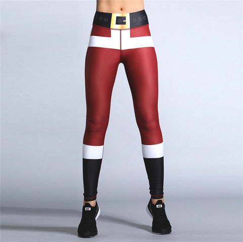 Santa Leggings - Christmas Women's High Waist Leggings Christmas Printing Sports Pants Yoga Legging