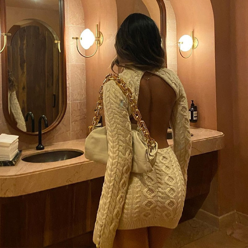 Knit open Back Sweater Dress HottestTrendsPrint Knit open Back Sweater Dress HottestTrendsPrint
