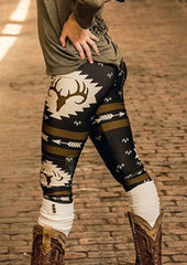 Fall Leggings with Deer print pattern , fashion , printing, autumn , winter , woman , christmas , back to school , top fashion