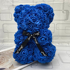 Blue Rose Teddy Bear Valentines Day Gift