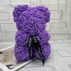Purple Rose Teddy Bear Valentines Day Gift