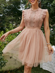 Pink Party Ruffle Mesh Dress