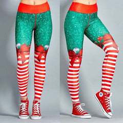 Christmas Elf Leggings - Be Yoga Fitness Ready with a hint of Candy Cane 